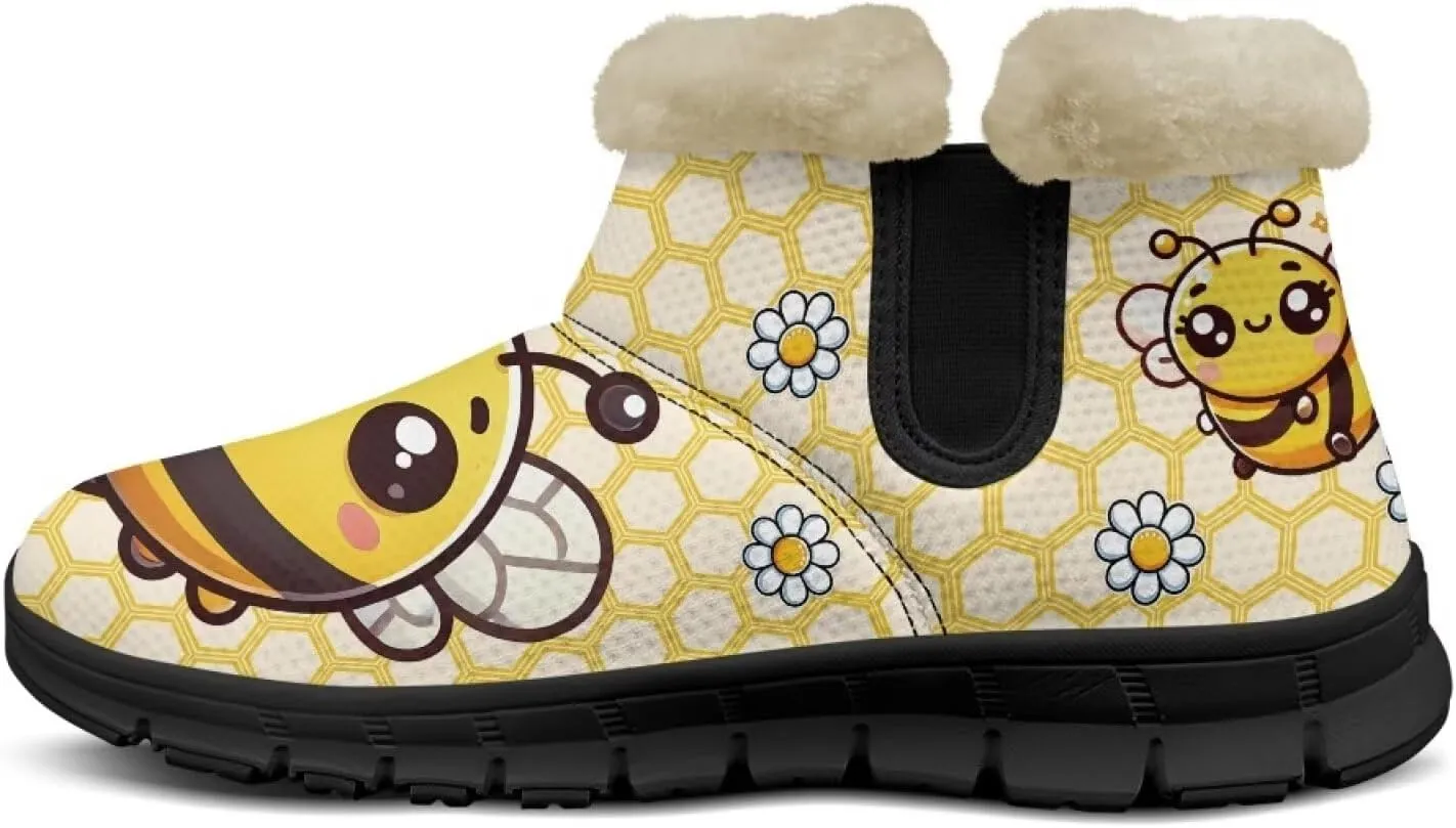 Ankle Boots for Women Waterproof Anti-Slip Warm Fur Lined Winter Fuzzy Boot Outdoor Comfortable Insulated Slip On Booties Shoes for Hiking Walking