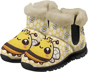 Ankle Boots for Women Waterproof Anti-Slip Warm Fur Lined Winter Fuzzy Boot Outdoor Comfortable Insulated Slip On Booties Shoes for Hiking Walking