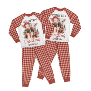 Country Christmas Cute Pigs Adult Pajamas Set Country Christmas Cute Pigs Adult Pajamas Set