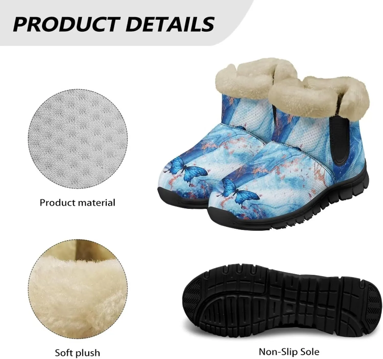 Snow Boots for Women Waterproof Non Slip Winter Warm Fur Lined Fuzzy Boot Outdoor Comfortable Insulated Slip On Booties Shoes for Hiking Walking