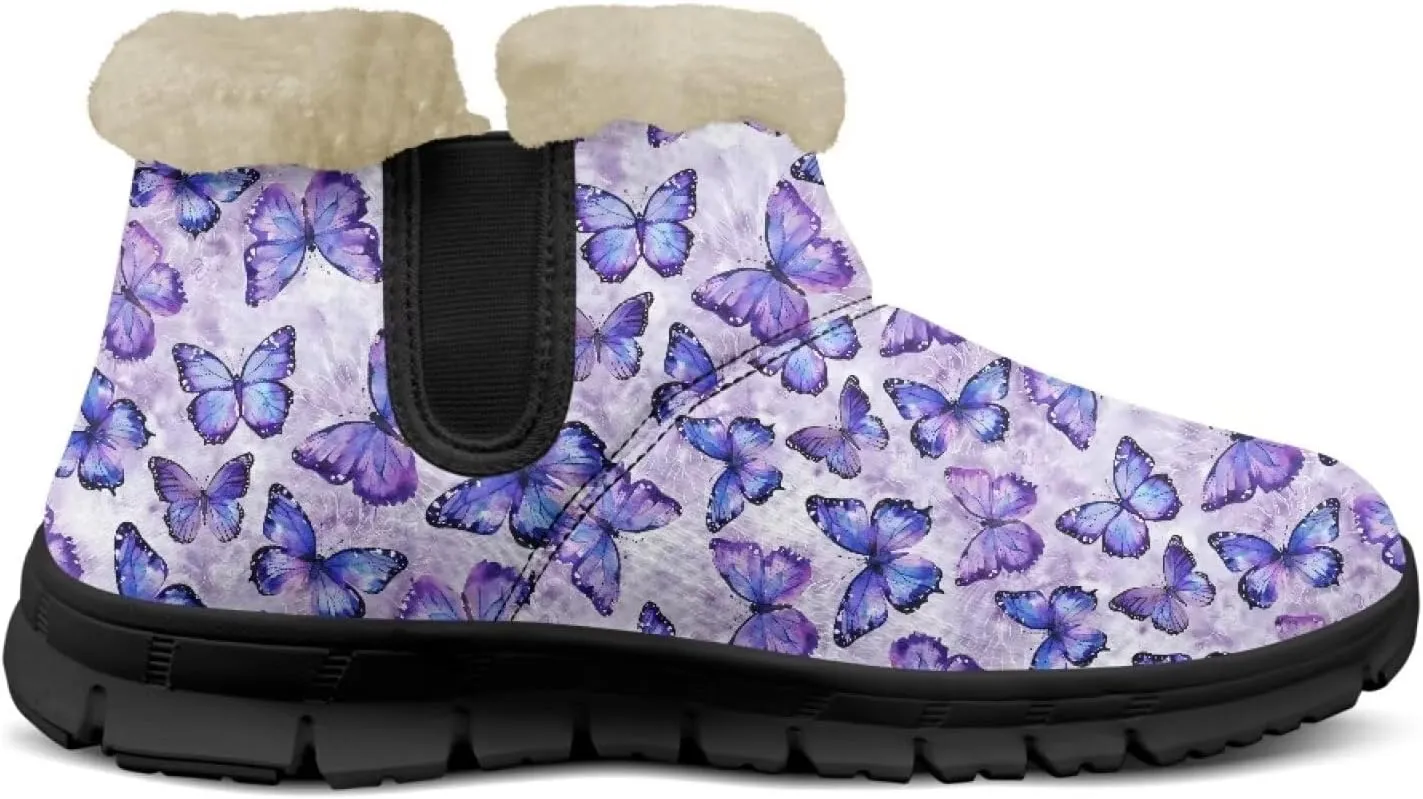 Snow Boots for Women Waterproof Non Slip Winter Warm Fur Lined Fuzzy Boot Outdoor Comfortable Insulated Slip On Booties Shoes for Hiking Walking