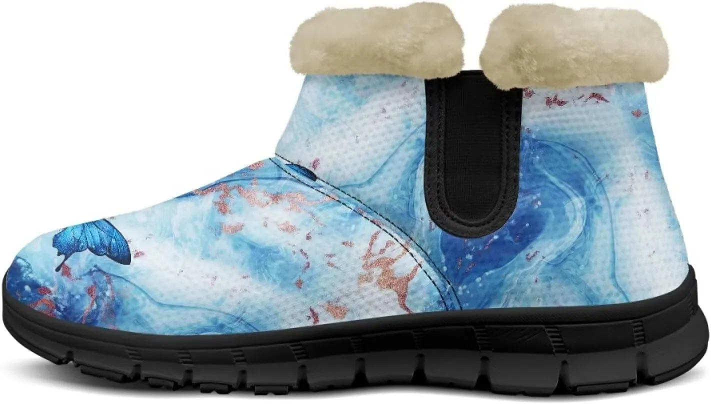 Snow Boots for Women Waterproof Non Slip Winter Warm Fur Lined Fuzzy Boot Outdoor Comfortable Insulated Slip On Booties Shoes for Hiking Walking