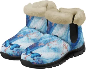 Snow Boots for Women Waterproof Non Slip Winter Warm Fur Lined Fuzzy Boot Outdoor Comfortable Insulated Slip On Booties Shoes for Hiking Walking