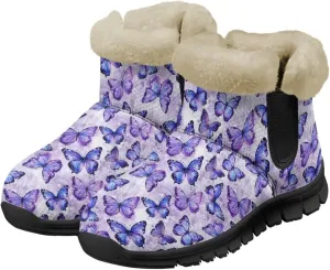 Snow Boots for Women Waterproof Non Slip Winter Warm Fur Lined Fuzzy Boot Outdoor Comfortable Insulated Slip On Booties Shoes for Hiking Walking