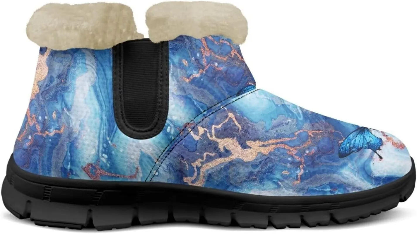 Snow Boots for Women Waterproof Non Slip Winter Warm Fur Lined Fuzzy Boot Outdoor Comfortable Insulated Slip On Booties Shoes for Hiking Walking