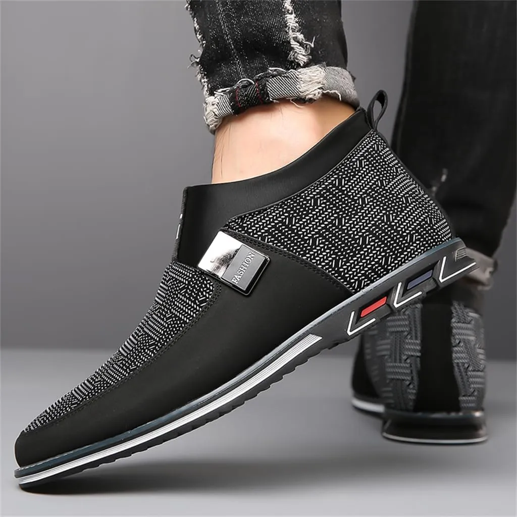 Veslexth Men Mid Top Shoes Casual Slip On Loafers Durable Fashion Boots Male Dress Sneakers