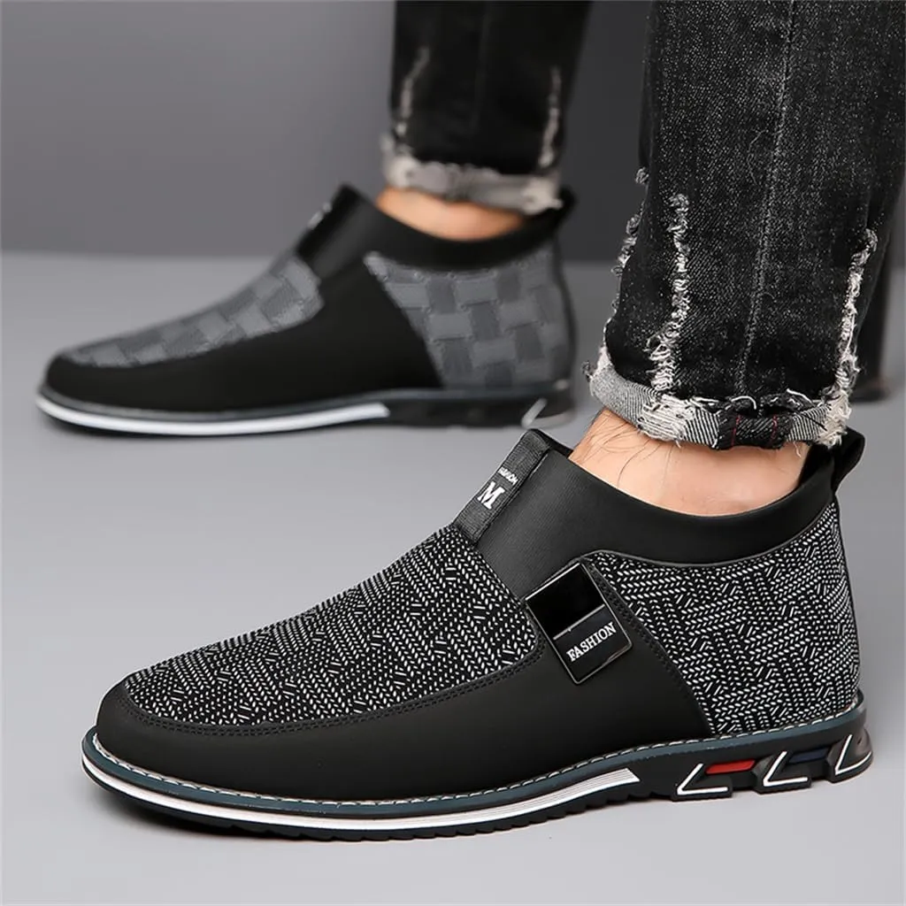 Veslexth Men Mid Top Shoes Casual Slip On Loafers Durable Fashion Boots Male Dress Sneakers