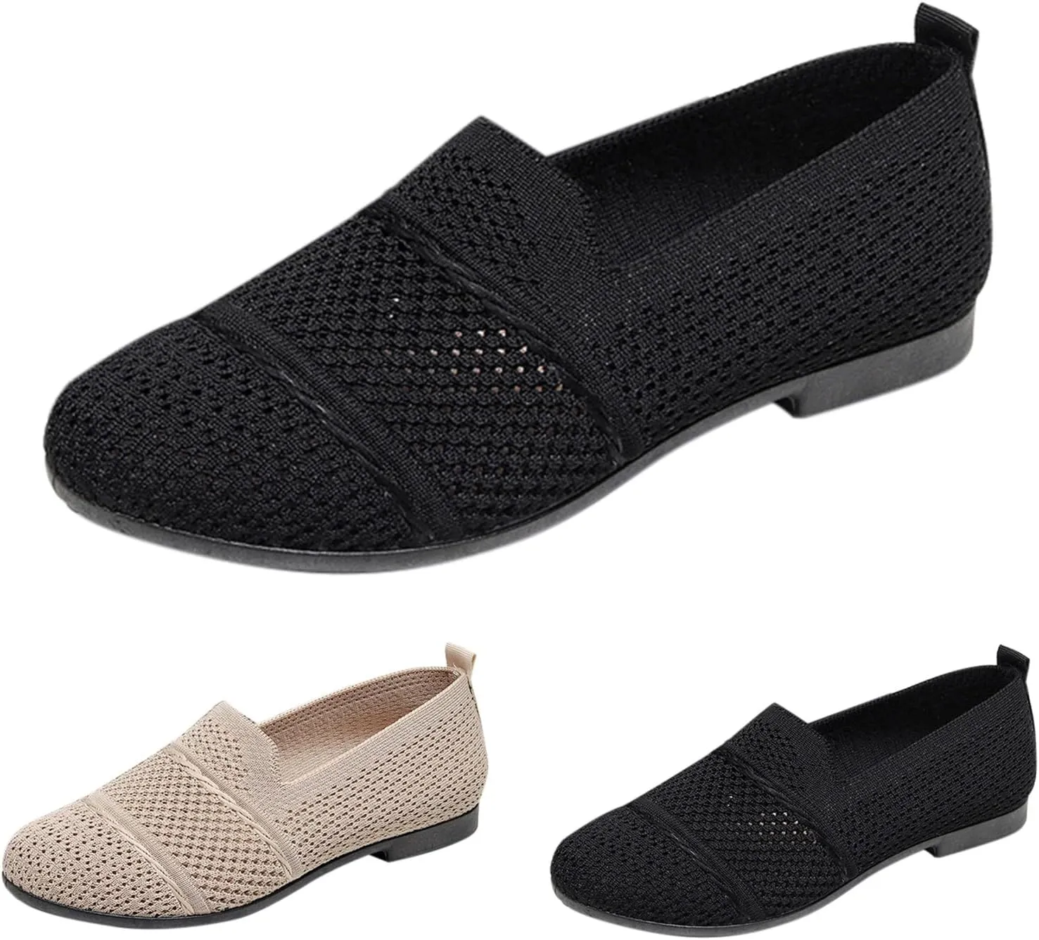 Women's Casual Flat Shoes Spring Summer and Autumn Shallow Slip On Work Commuting Soft Sole Mesh Comfortable Light Breathable Casual Flat Shoes Womens