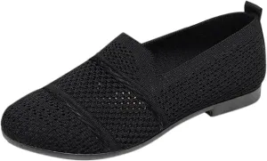 Women's Casual Flat Shoes Spring Summer and Autumn Shallow Slip On Work Commuting Soft Sole Mesh Comfortable Light Breathable Casual Flat Shoes Womens