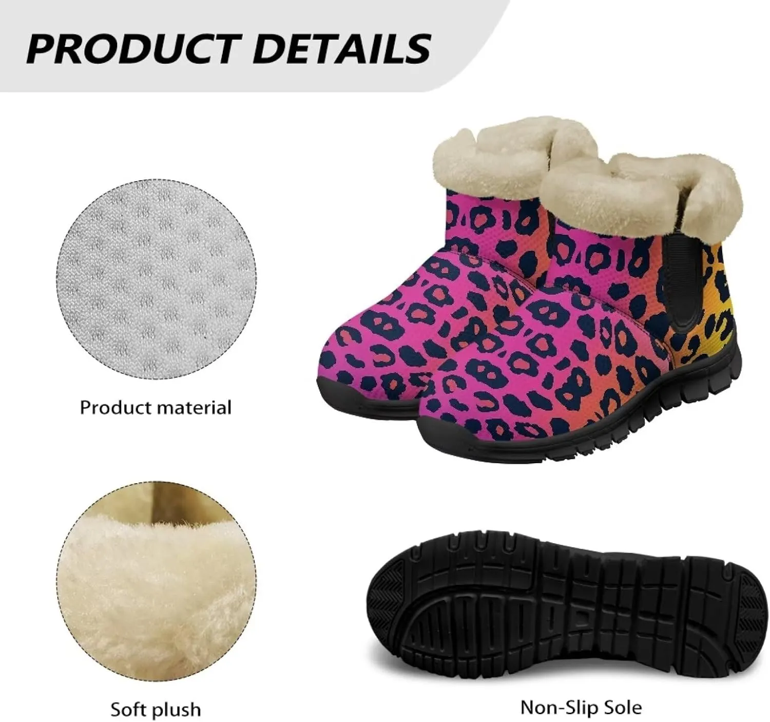 Womens Fuzzy Boots Winter Comfy Plush Warm Fur Lined Lining Snow Boot Waterproof Comfortable Slip On Outdoor Walking Hiking Booties