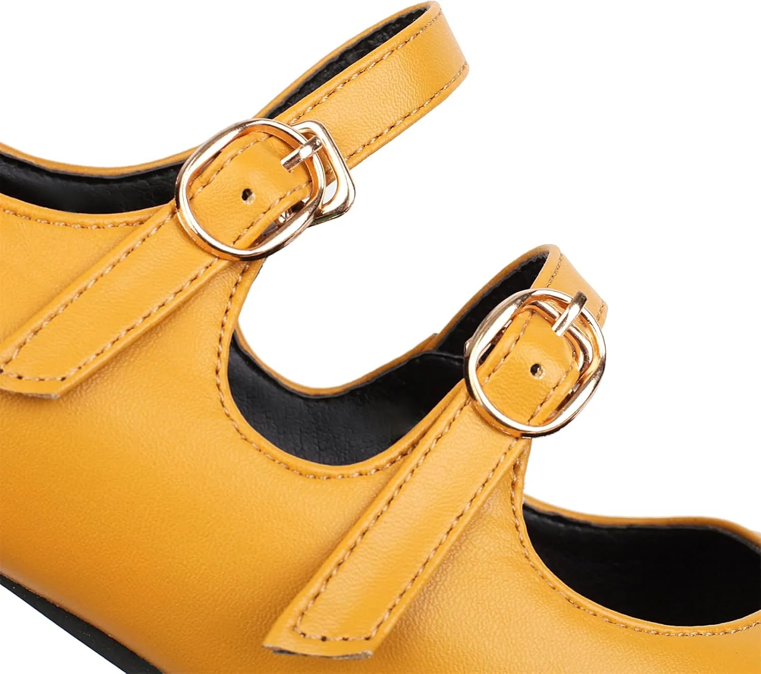 Women's Pointed Closed Toe Pumps Double Buckle Loafers Comfortable Chunky Mid Heels Office Concise Cosplay Work Casual Mary Jane Daily Wear Fashion Business Dress Ballet Shoes