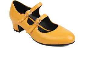Women's Pointed Closed Toe Pumps Double Buckle Loafers Comfortable Chunky Mid Heels Office Concise Cosplay Work Casual Mary Jane Daily Wear Fashion Business Dress Ballet Shoes